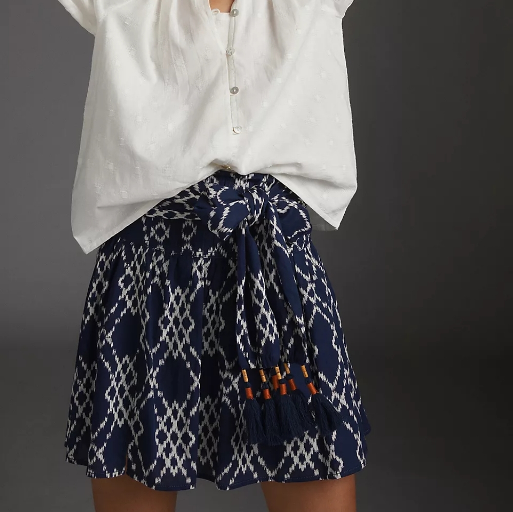 Rimbaud Cotton Tie-Waist Mini Skirt NWOT Size XL
